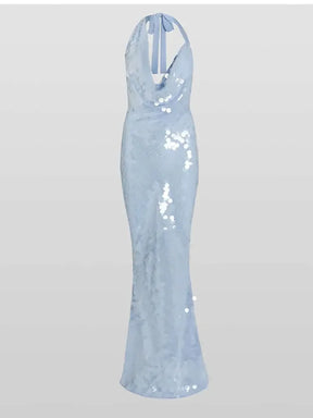 Vestido Longo Azul em Paetê Modern Nayeli