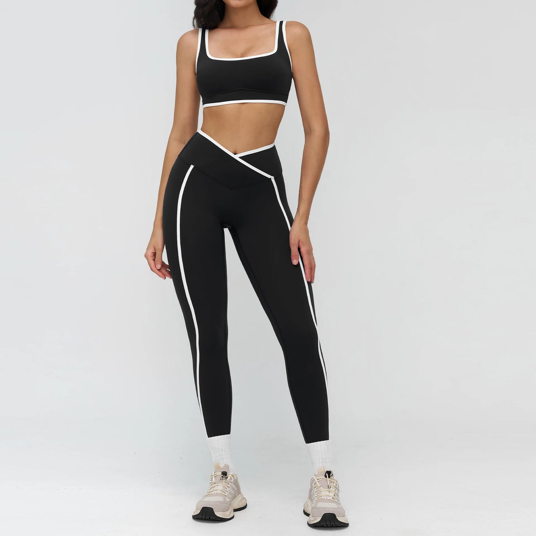 Conjunto Top Push Up com Calça Legging Modeladora Cós V Modern Xtra
