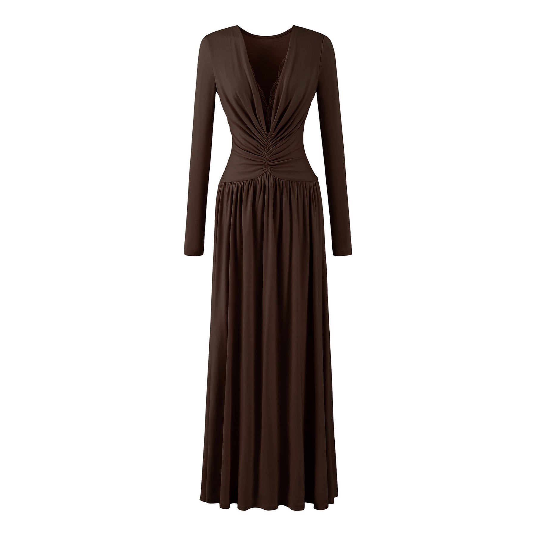 Vestido de Manga Longa Elegante Longo com Renda Modern Dyni