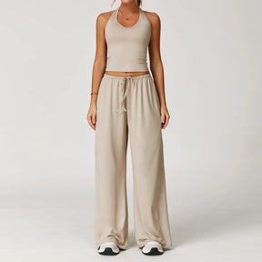 Conjunto Duas Peças Top Cropped e Calça Wide Leg Modern Comfy