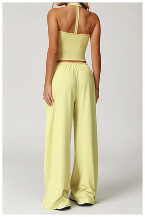 Conjunto Duas Peças Top Cropped e Calça Wide Leg Modern Comfy