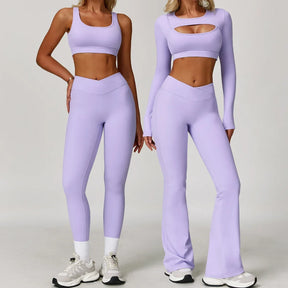 Conjunto Top Manga Longa e Calça Flare Cós V Modern Flex