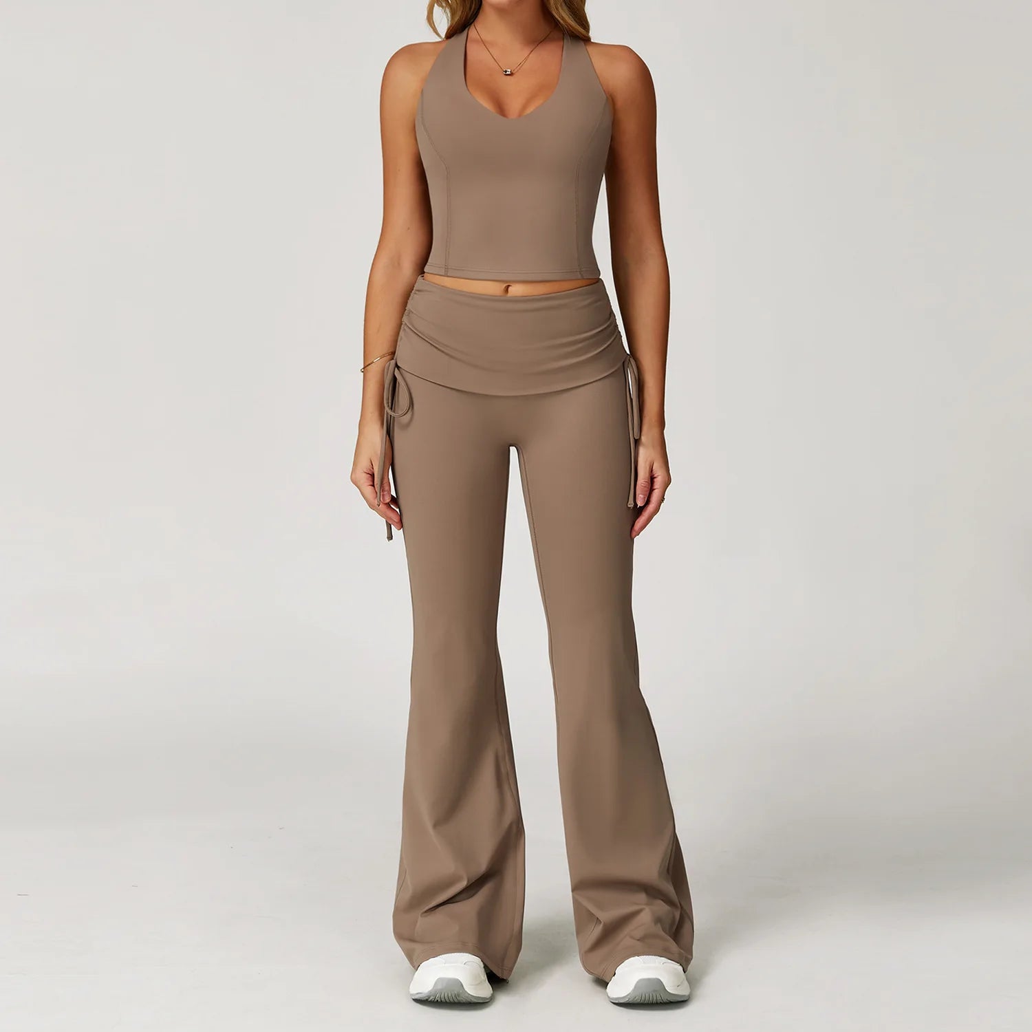 Conjunto Blusa Nadador e Calça Flare Cós dobrado com Regulagem Modern Louise
