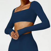 Top Manga Longa Push Up Decote Quadrado Modern Square