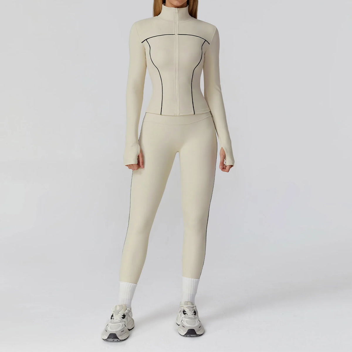 Conjunto Três Peças Jaqueta com Top Push Up e Calça Legging Modeladora Modern Style