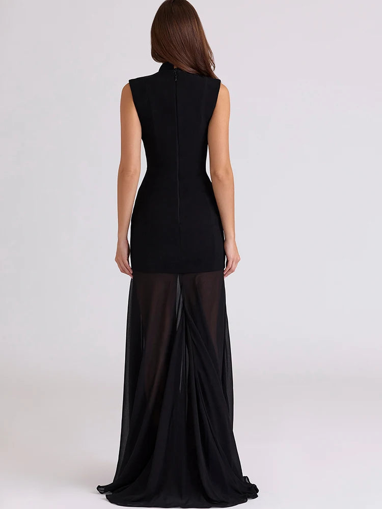 Vestido Longo Com Tule Modern Jholie