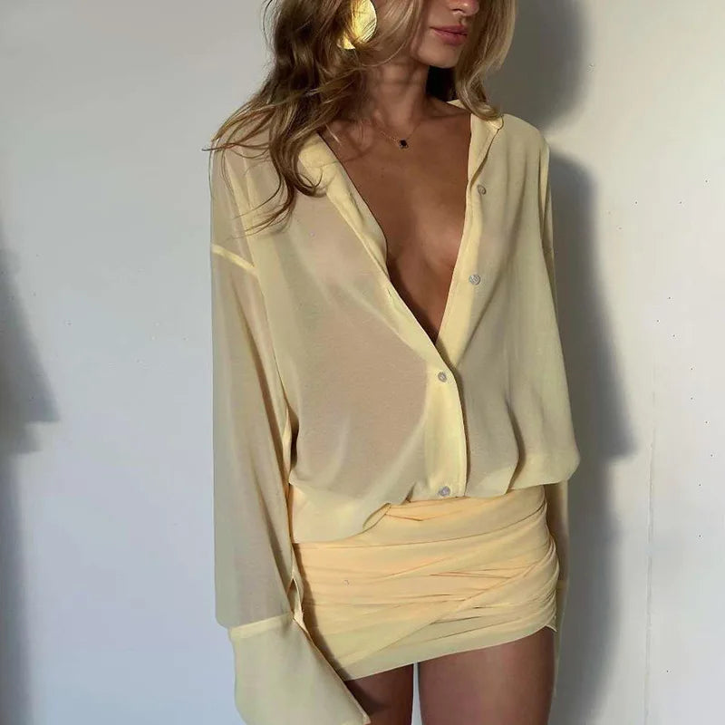 Vestido Camisa Curto com Tule Modern Angel