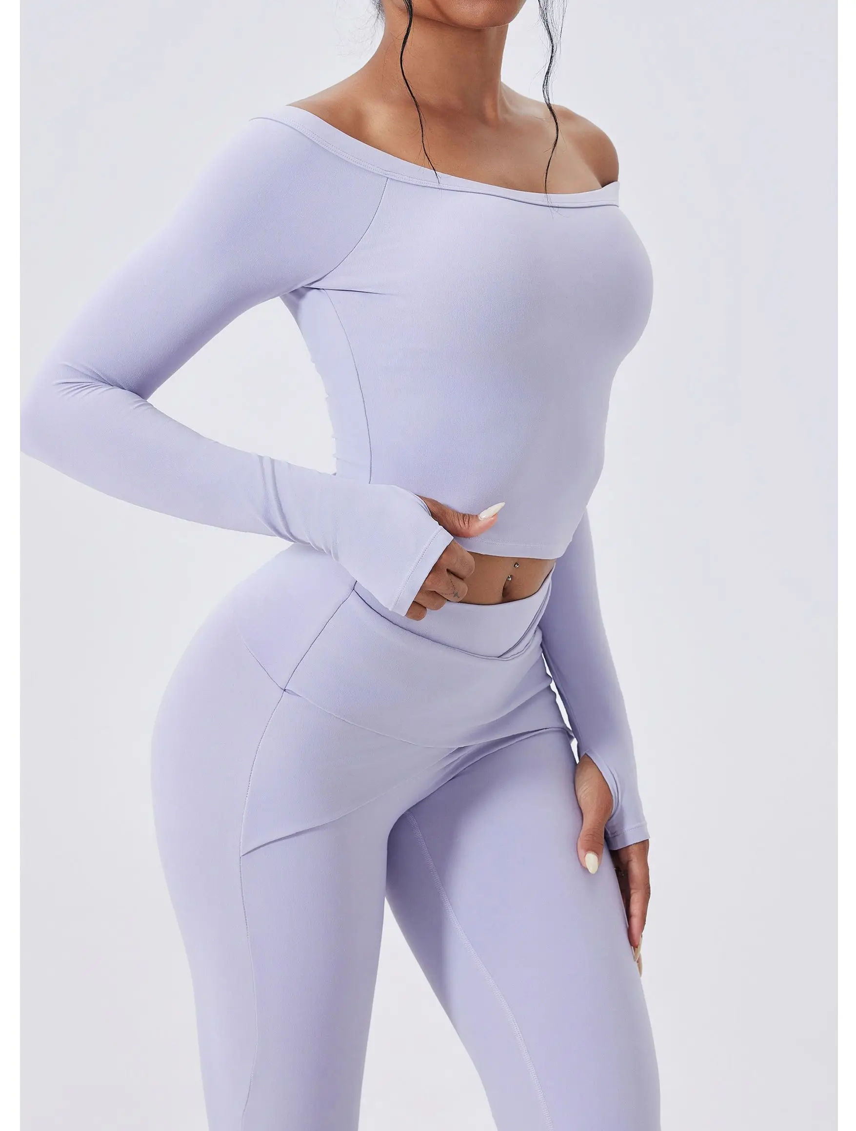 Conjunto Blusa Manga Longa e Calça Flare Cós Alto Duplo Modeladora Modern Auren