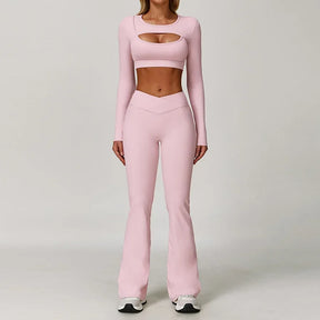 Conjunto Top Manga Longa e Calça Flare Cós V Modern Flex