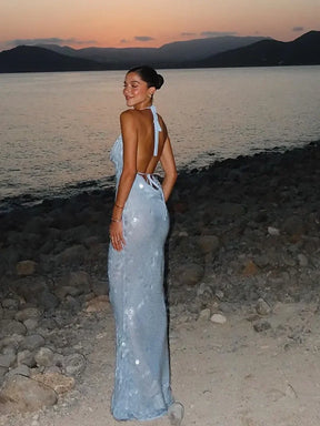 Vestido Longo Azul em Paetê Modern Nayeli