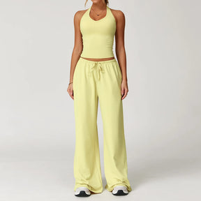 Conjunto Duas Peças Top Cropped e Calça Wide Leg Modern Comfy