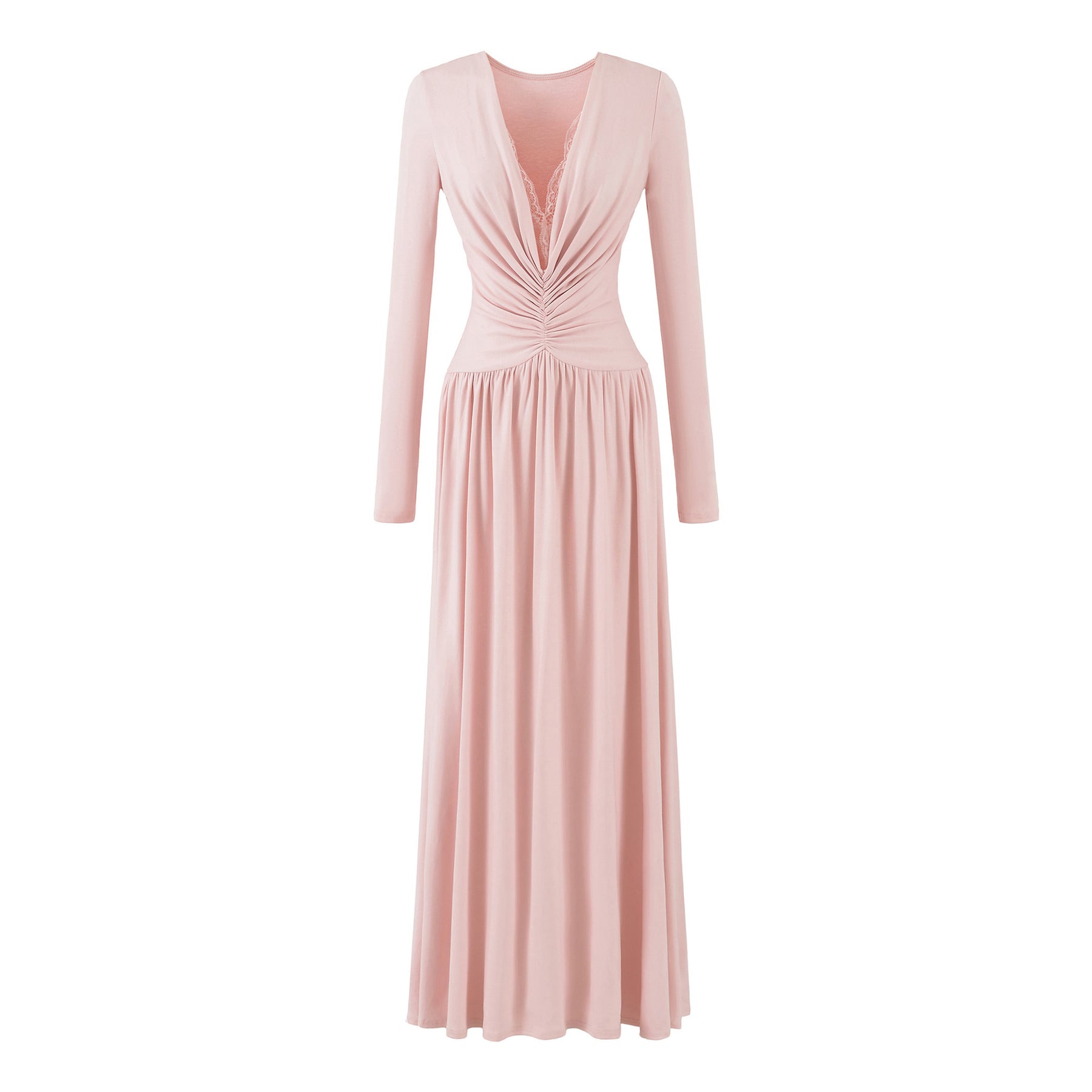 Vestido de Manga Longa Elegante Longo com Renda Modern Dyni