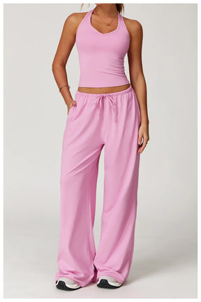 Conjunto Duas Peças Top Cropped e Calça Wide Leg Modern Comfy