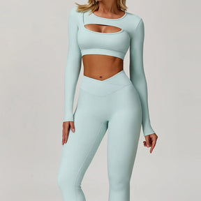 Conjunto Top Manga Longa e Calça Flare Cós V Modern Flex
