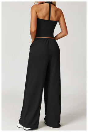 Conjunto Duas Peças Top Cropped e Calça Wide Leg Modern Comfy