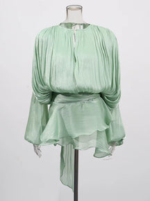 Vestido Curto com Saia de Babados Assimétrico Modern Bela