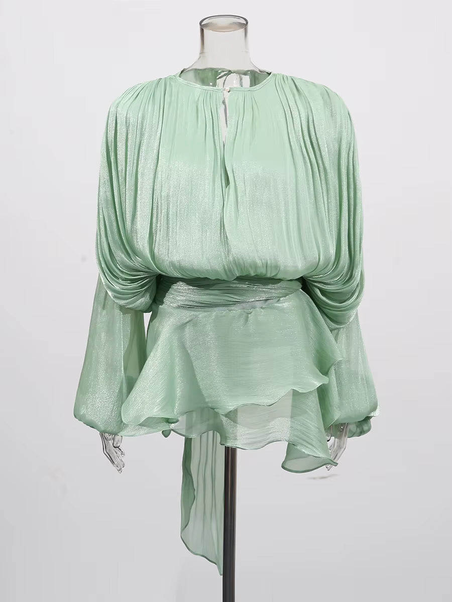 Vestido Curto com Saia de Babados Assimétrico Modern Bela
