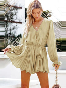 Vestido Manga Longa Plissado Tendência Boho Chic Modern Helise