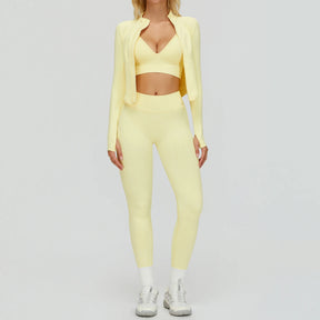 Conjunto Três Peças Top Push Up com Jaqueta e Calça Legging Modern Lace