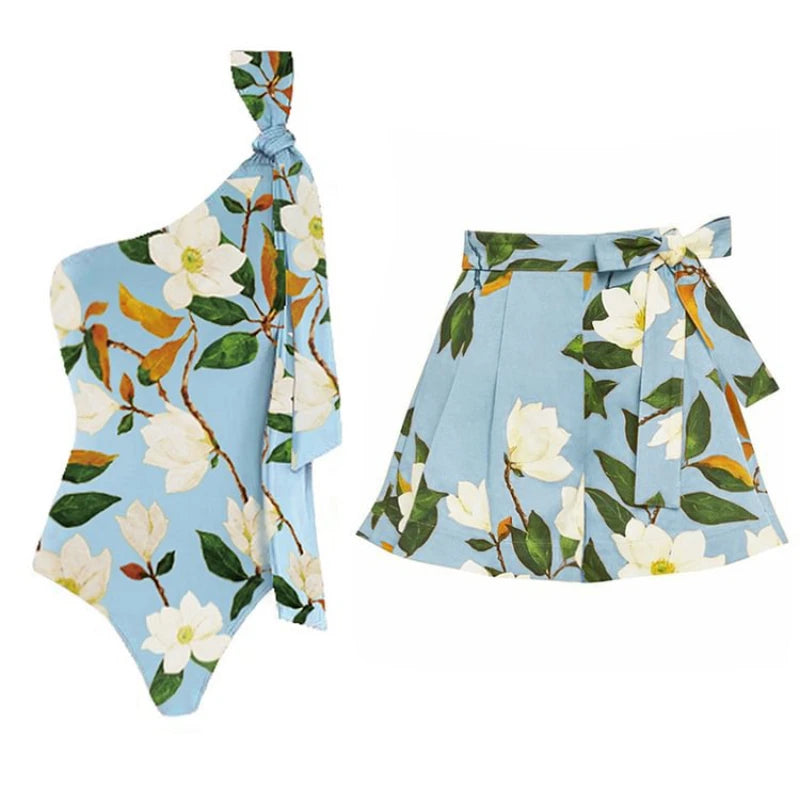 Conjunto Maiô e Saia Floral Modern Nalu