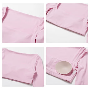 Top Manga Longa Push Up Decote Quadrado Modern Square
