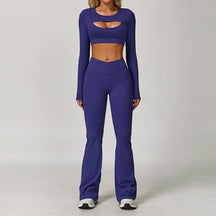Conjunto Top Manga Longa e Calça Flare Cós V Modern Flex