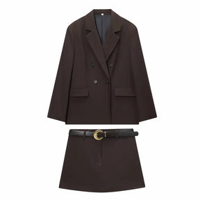 Conjunto Feminino Alfaiataria Premium Blazer e Shorts Saia Modern Vittoria