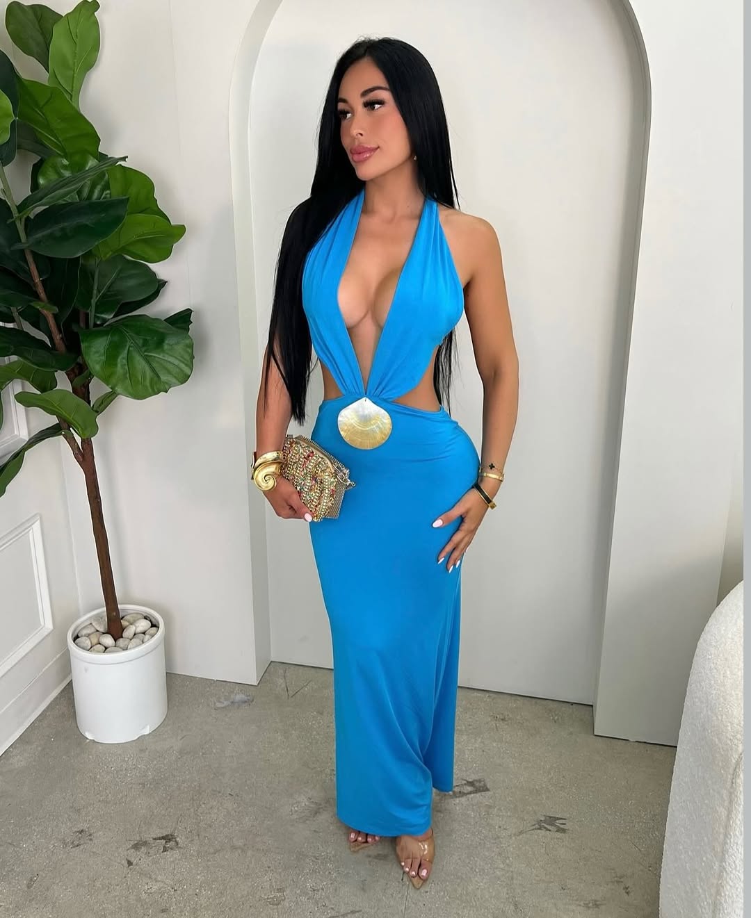 Vestido Longo Decote na Cintura e Costas Modern Kaya