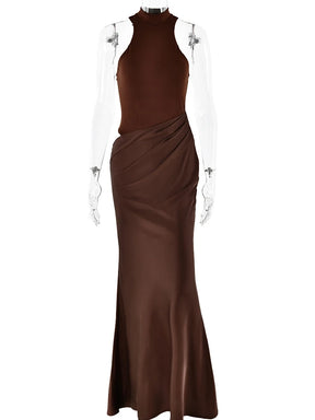 Vestido Longo Gola Alta sem Mangas Modern Hazel