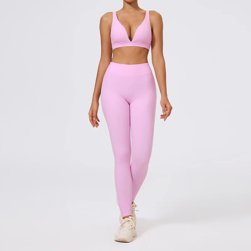 Conjunto Top Push Up Decote e Calça Legging Modeladora Modern Basic