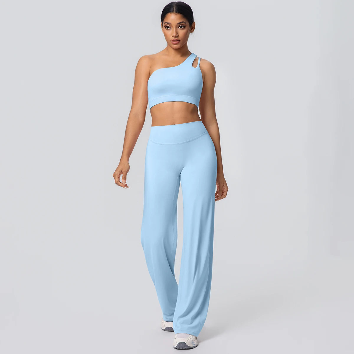Conjunto Top Ombro Só com Sustentação e Calça Wide Leg Modern Motion