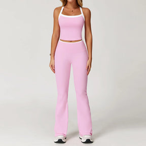 Conjunto Blusa Alça Push Up e Calça Cós Alto Flare Modern Comfy
