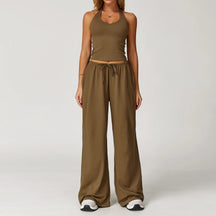 Conjunto Duas Peças Top Cropped e Calça Wide Leg Modern Comfy