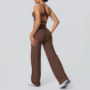 Conjunto Top Ombro Só com Sustentação e Calça Wide Leg Modern Motion