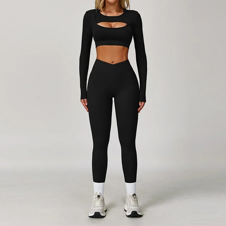 Top Manga Longa e Calça Legging Cós V Modern Flex