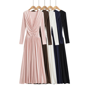 Vestido de Manga Longa Elegante Longo com Renda Modern Dyni