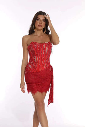 Vestido Curto Corset de Renda Modern Dubai