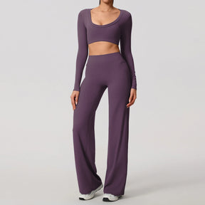 Conjunto Cropped Manga Longa e Calça Confy Modern Active
