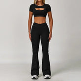 Top Meia Manga e Calça Flare Cós V Modern Flex