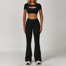 Top Meia Manga e Calça Flare Cós V Modern Flex