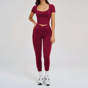Conjunto Esportivo Blusa Meia Manga com Calça Legging Modeladora Modern Mulen