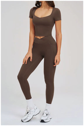 Conjunto Esportivo Blusa Meia Manga com Calça Legging Modeladora Modern Mulen