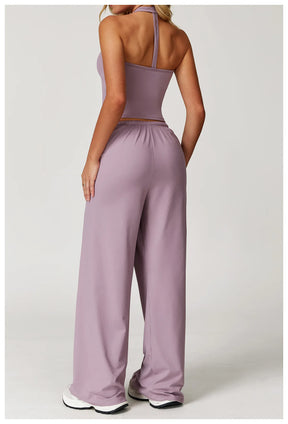 Conjunto Duas Peças Top Cropped e Calça Wide Leg Modern Comfy