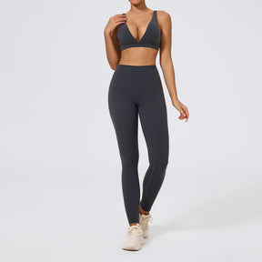 Conjunto Top Push Up Decote e Calça Legging Modeladora Modern Basic