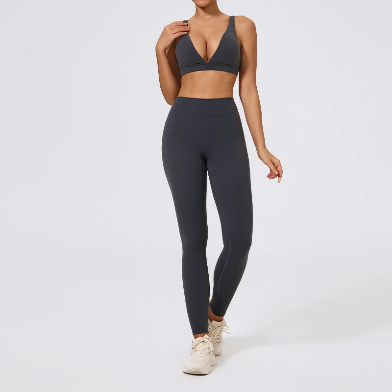 Conjunto Top Push Up Decote e Calça Legging Modeladora Modern Basic