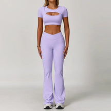 Top Meia Manga e Calça Flare Cós V Modern Flex