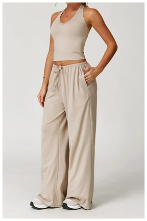 Conjunto Duas Peças Top Cropped e Calça Wide Leg Modern Comfy