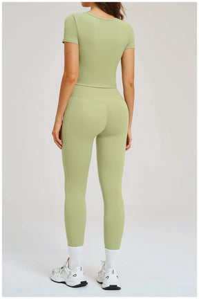 Conjunto Esportivo Blusa Meia Manga com Calça Legging Modeladora Modern Mulen