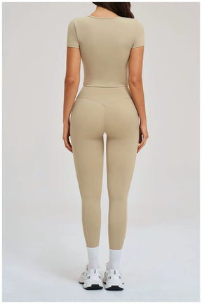 Conjunto Esportivo Blusa Meia Manga com Calça Legging Modeladora Modern Mulen