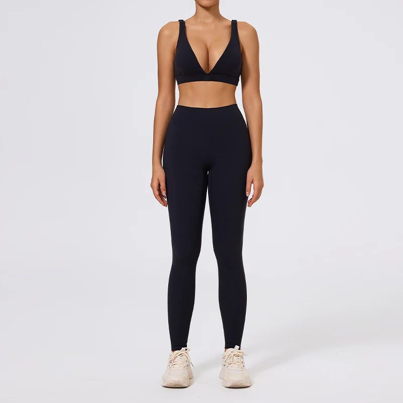 Conjunto Top Push Up Decote e Calça Legging Modeladora Modern Basic